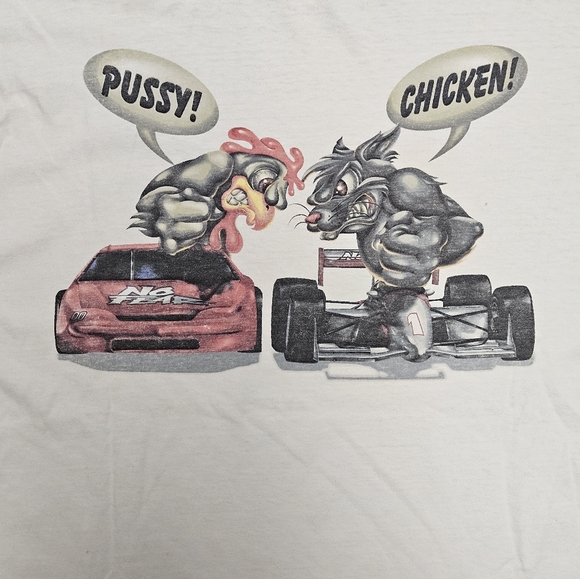 Vintage 90s No Fear Racing Chicken Cat Motocross T-Shirt XL Grunge Skate - Picture 2 of 15